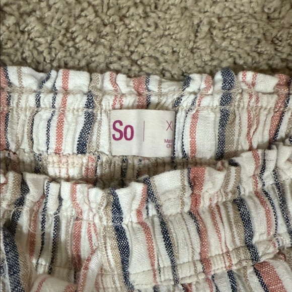 SO Multicolor Striped Elastic Waist Drawstring Wide Leg Pants SKU1034 - Picture 2 of 8